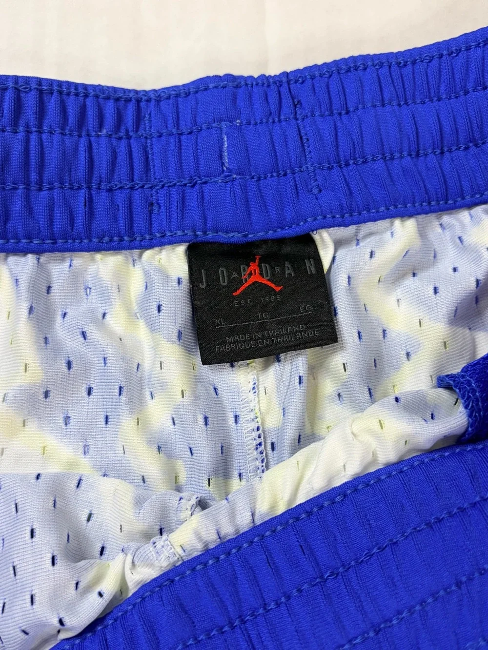 Jordan Royal Blue, White & Neon Yellow Zigzag Basketball Shorts